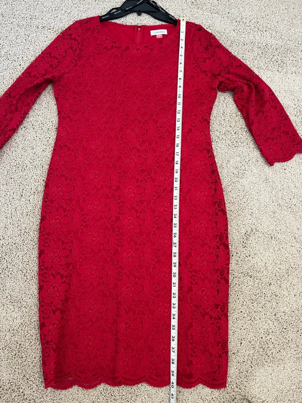 Calvin Klein Elegant Red Lace Dress